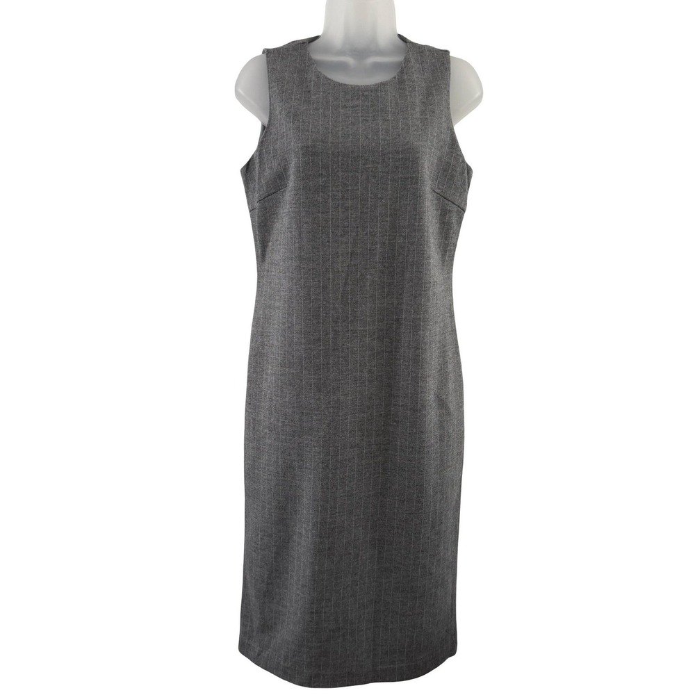 J McLaughlin Dress Womens 4 Gray Pinstripe Wool Blend Sheath Career